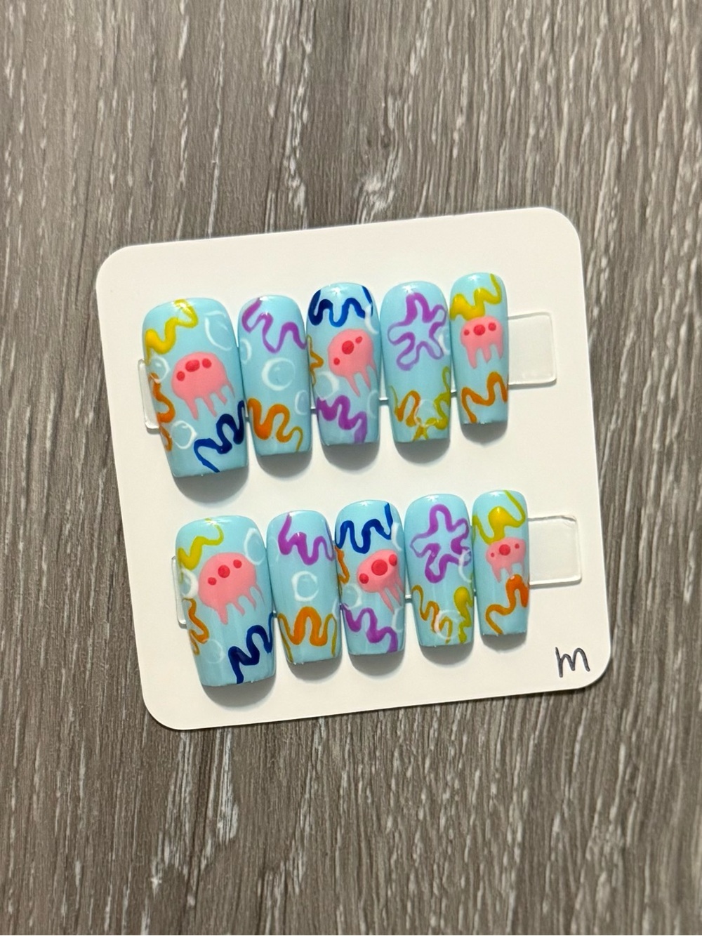 Sea Breeze Blue Jellyfish Press-On Nail Set